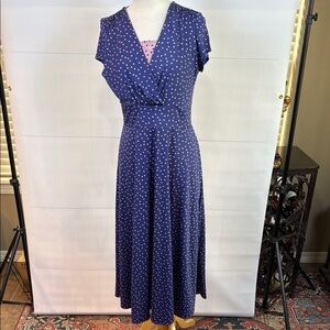 Shelby & Palmer Blue and Pink Polka Dot Short Sleeved Dress, Size 6